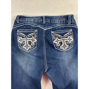 Silver Diva Jeans Women's Size 9 Bootcut With Rhinestones Embellished Pockets